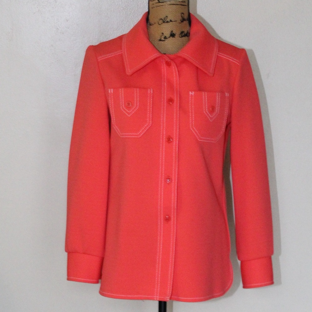 Vintage 60s 70s Jack Winter Coral Londeen Button Up Leisure Jacket Women’s M